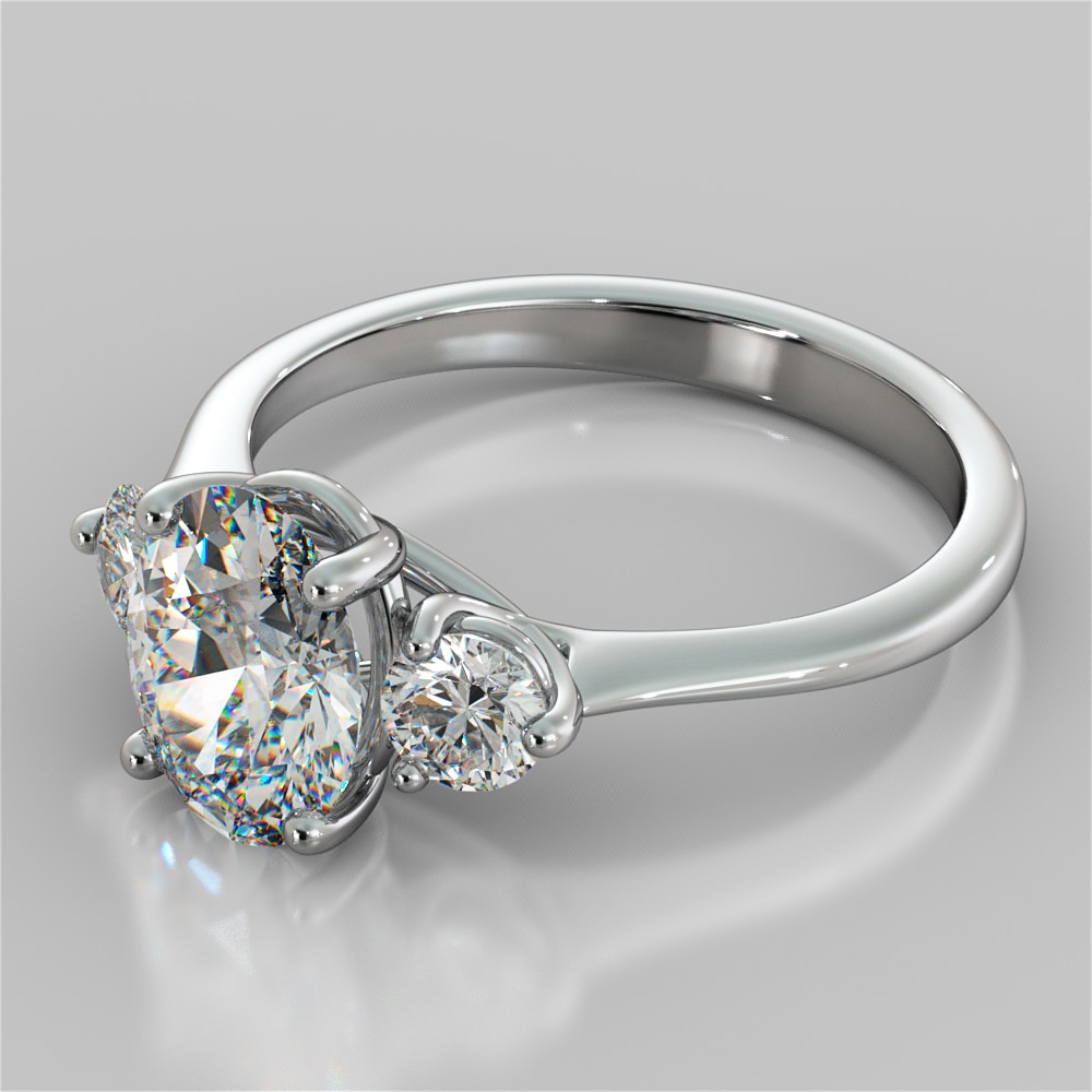Oval Cut Three-Stone Engagement Ring (Center Stone: 2.0 CT, Cut: Excellent, Clarity: VVS-1)