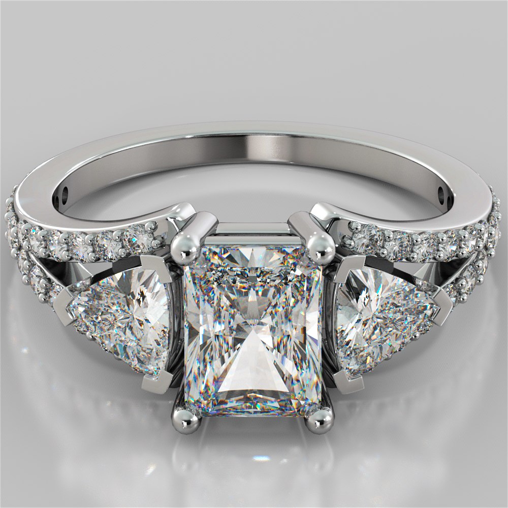 2.68Ct Radiant Cut Split Shank Engagement Ring Available in 14K White Gold