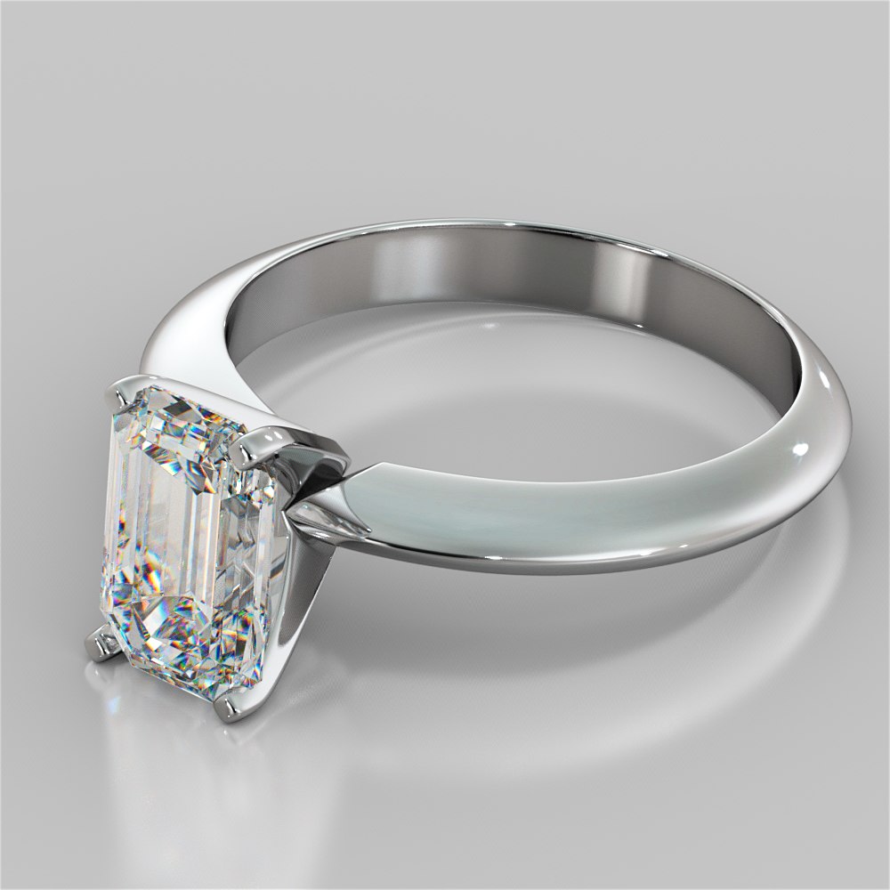 Emerald Cut Tiffany Style Engagement Ring