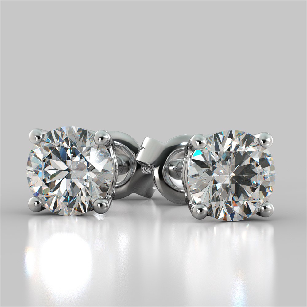 4.0CTW Round Cut Stud Earrings in 14K White Gold (2.0Ct Each)